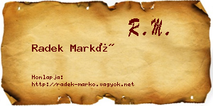 Radek Markó névjegykártya